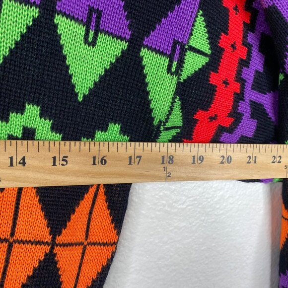 Vintage Meister Ski Sweater Wool Acrylic Geometric Neon 80's Sweater Sz S UNISEX - Picture 10 of 11